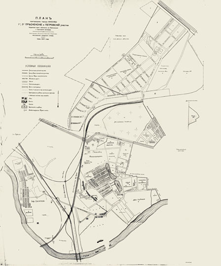 План пригородов Москвы  - Пресня 1:4.2К % Plan of Moscow vicinity - Presnya
План пригородов города Москвы. 1-й, 3-й Пресненские и Петровский участки. Ходынское поле и местность за Пресненскими и Трёхгорной заставами. Составлен Статистическим отделом Московской Городской Управы. Июнь 1917 года. Масштаб - 50 сажен в дюйме.
Ключевые слова: Ходынское поле