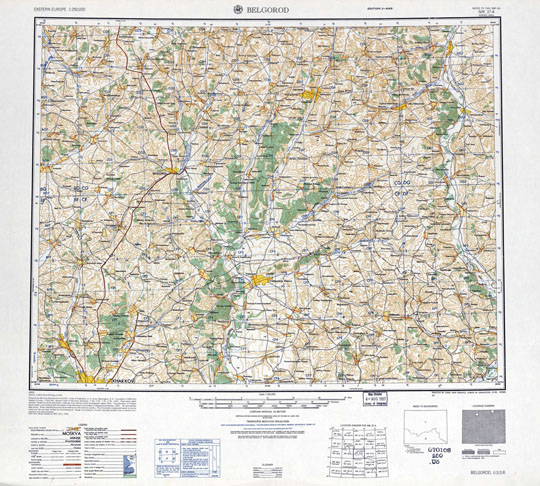 Американская карта окрестностей Белгорода 1:250K%American map of Belgorod region
Американская карта окрестностей Белгорода. Prepared by the Army Map Service (SUASC), Corps of Engineers, U.S. Army, Washington, D.C. Eastern Europe. Edition 2-AMS. Belgorod, U.S.S.R. Compiled in 1948 from Eastern Europe, 1:300,000, General Staff of the Army (German). Scale 1:250,000. 
Ключевые слова: Белгород,американские карты