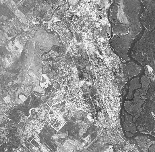 Спутниковый снимок окрестностей Ангарска 24.07.70 %Satellite image of Angarsk
Спутниковый снимок Ангарска и окрестностей. Снимок сделан 24 июля 1970 года.
Ключевые слова: Ангарск,Ангара,города СССР со спутников