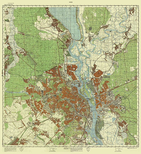 Топографическая карта Киева и окрестностей 1:50К %Map of Kiev and vicinity
Топографическая карта Киева и окрестностей. СССР. УССР. Киевская область. Листы M-36-049-2, M-36-050-1, M-36-049-4, M-36-050-3. Масштаб 1:50,000. Состояние местности на 1985г. Издание 1986г.
Ключевые слова: Киев,топографические карты