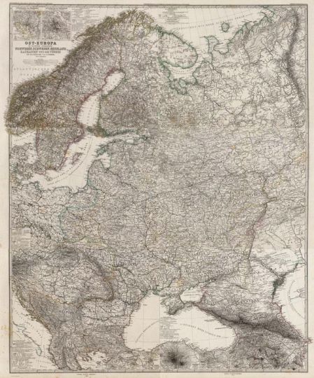 Карта Восточной Европы  1:3.7M% Map of Eastern Europe
Карта Восточной Европы из немецкого Атласа Мира издания 1875 года. Лист 51: Ost-Europa, Norwegen, Schweden, Russland, Kaukasien, Turkei. Hand Atlas Uber Alle Theile Der Erde Und Uber Das Weltgebaude. Herausgegeben Von Adolf Stieler. Gotha Justus Perthes. Масштаб 1:3,700,000. Граверы Jungmann, C.; Petermann, A.; Poppey, Carl, 1829-1875.
Ключевые слова: Европейская Россия,Восточная Европа,немецкие карты,атласы Штилера