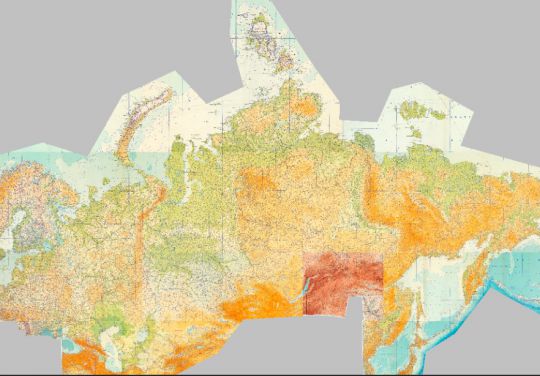 СССР на Карте Мира 1:25М % USSR on The World Map 1:25M
Территория СССР на Карте Мира, выполненной в масштабе 1:25,000,000. Фрагмент так называемой "Карты Мира" (World Map 1:2500000) - международного картографического проекта, выполнявшегося социалистическими странами в 1954-1976 годы.  
Ключевые слова: СССР