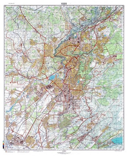 План города Ереван 1:25К % Plan of Yerevan
Топографический план города Ереван, Армянская ССР. Масштаб 1:25,000. Составлен по картам квадратов K-38-137, 138. Издание 1983 года по съемке 1981 года. Подготовлен к изданию по оригиналу ГУГК при СМ СССР.
Ключевые слова: Ереван,карты ГУГК СССР
