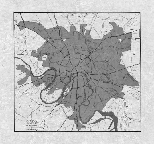Moskva and vicinity
Лист из набора карт Восточной Европы Картографической военной службы США. Масштаб - около 1:40000. Серия 501. 1954 - List from Eastern Europe AMS Topographic Maps. Series N501, U.S. Army Map Service, 1954. Оборотная сторона карты 051953 - NN 37-1 Moskva

