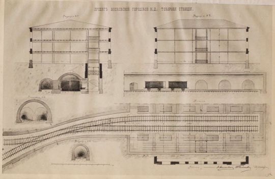 Проект Московской Городской Железной дороги. Товарная станция
�Из кн.: Антонович А.�И. Московская городская железная дорога. (Метрополитэн) : Проект сост. инж. пут. сообщ.: А.�И. Антонович, Н.�И. Голиневич, Н.П. Дмитриев : С прил. черт. / Копии исполнены фототип. К.А. Фишер. - Москва : т-во типо-лит. Владимир Чичерин в Москве, 1902. - 39 с., 5 л. пл., черт.; 26
