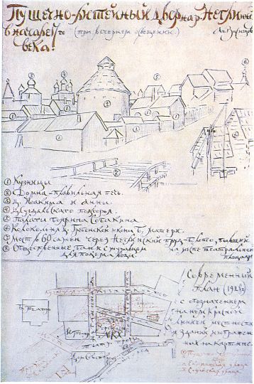 Объяснительный чертеж к картине "Пушечно-литейный двор"
