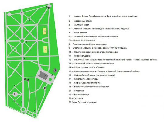 План Мемориально-паркового комплекса героев Первой мировой войны
