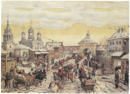 У Мясницких ворот Белого города в XVII веке
