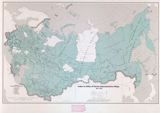 Указатель к Атласу СССР издания ЦРУ
Индексная карта-указатель к Атласу административных карт СССР - репринтному изданию ЦРУ США.
Ключевые слова: Атлас СССР,ЦРУ