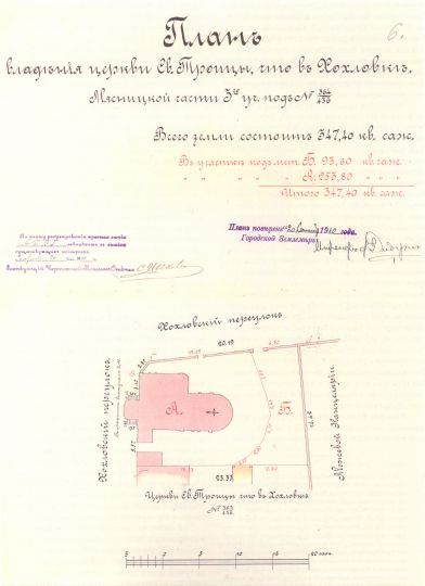 План владения церкви Святой Троицы, что в Хохловке
План владения церкви Святой Троицы, что в Хохловке Мясницкой части
