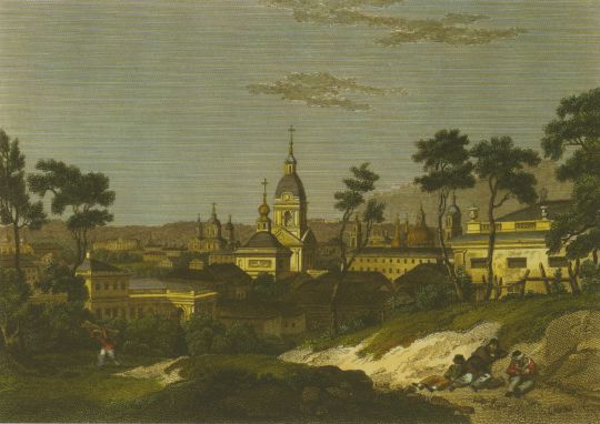 Часть города Москвы до нашествия Наполеона Бонапарта
Дом графа Мамонова и его окрестности. Вид со Швивой горки
