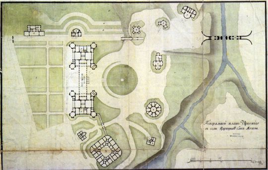 Генеральный план строению в селе Царицыно близ Москвы. Чертеж М.Ф. Казакова
