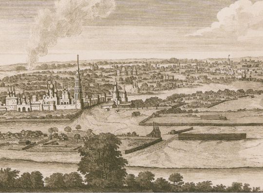 Панорама Москвы с Воробьевых гор.  Часть 2
По рисунку 1702 года
Ключевые слова: Воробьевы горы,Новодевичй монастырь