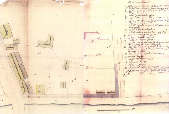 План земельного участка церкви свв. апп. Петра и Павла и прилегающих дворов

