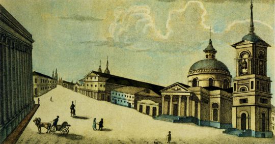 Вид Варварской улицы и части Гостиного двора 
