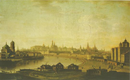 Вид на Воспитательный дом и Кремль от Устьинского моста 
