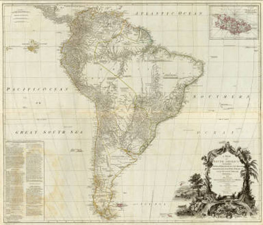 Карта Южной Америки 1:7.9M%Map of South America
Карта Южной Америки. A map of South America, containing Tierra-Firma, Guyana, New Granada, Amazonia, Brasil, Peru, Paraguay, Chaco, Tucuman, Chili and Patagonia. From Mr. d Anville with several improvements and additions, and the newest discoveries. London, printed for Robert Sayer, no. 53 Fleet Street, as the Act directs, July the 1st 1787. 100х118см. Масштаб 1:7,900,000.
Ключевые слова: Южная Америка,английские карты