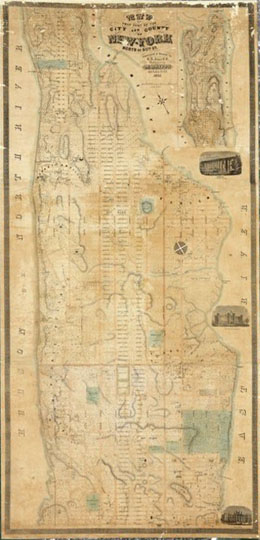 План Нью-Йорка 1:4K%Map of New York
План Нью-Йорка. Map Of That Portion Of The City And County Of New-York North Of 50th St. Surveyed & Drawn by R.A. Jones, C.E. Published by M. Dripps, 103 Fulton St. N.Y. 1851. (inset) Westchester County. 199х93 см. Масштаб 1: 4800.
Ключевые слова: Нью-Йорк,американские карты