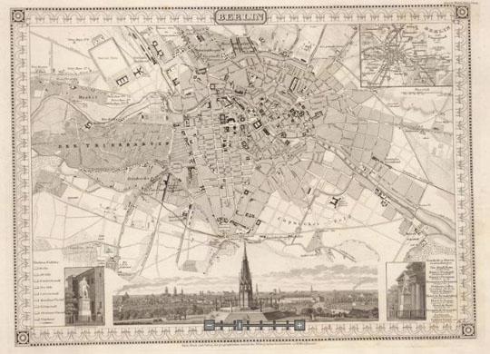 План Берлина 1:20K%Map of Berlin
План Берлина. Berlin. (with) Berlin und Umgegend. Stich, Druck und Verlag des geographischen Anstalt des Bibliographischen Instituts zu Hildburghausen, (1860). 26х35см. Масштаб 1:20600 
Ключевые слова: Берлин,немецкие карты