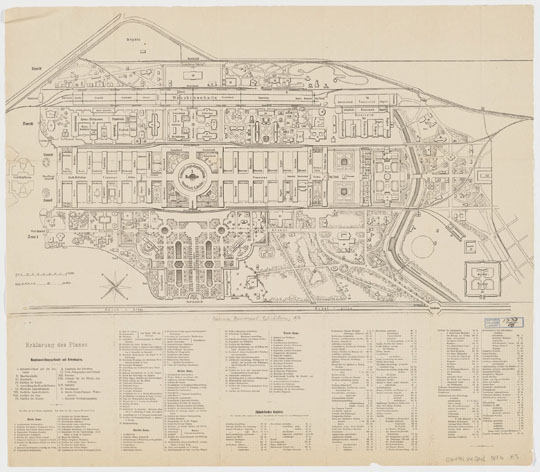 План Всемирной выставки в Вене 1:3K%Map of the World Fair in Vienna
План Всемирной выставки 1873 года в Вене. Offizieller Plan der Weltausstellung 1873, Wien. Plan der Weltausstellung. Масштаб [1:3,000]. Hallberger, Eduard, 1822-1880, creator. 1 map : 35 x 60 cm., on sheet 52 x 61 cm. 
Ключевые слова: Вена,Австрия