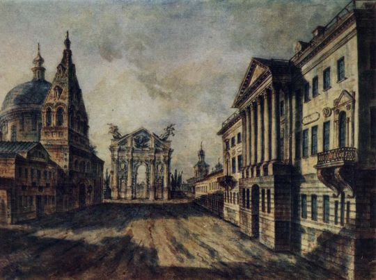 Страстная площадь с домом Козицкой в Москве
