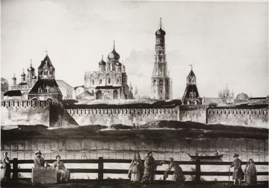 Вид Кремля из-за Москвы-реки (часть 3 панорамы, состоящей из 4-х рисунков)
