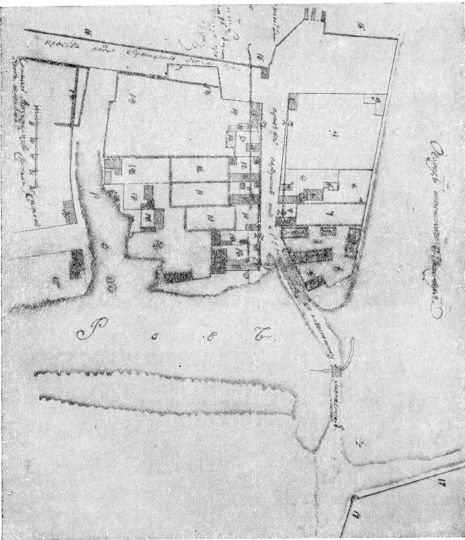 Местность между Новоспасским монастырем и Крутицким подворьем в 1791 г.
Местность между Новоспасским монастырем и Крутицким подворьем в 1791 г. Чертеж. (См. экспликацию в комментарии под № 7.).
