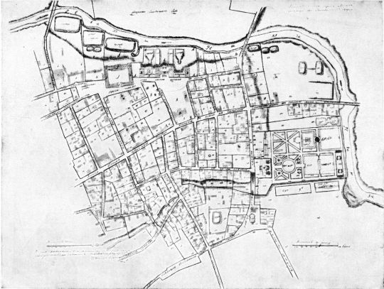 Рукописный план южной части Немецкой слободы в Москве в 1783 году. 
