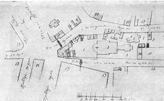 У Никитских ворот и церкви Большого Вознесения в 1806 г

