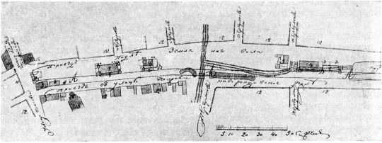 Земляной вал между Покровкой и Яковлевским переулком в 1805 г. 
Земляной вал между Покровкой (улицей Чернышевского) и Яковлевским переулком в 1805 г. Чертеж. (См. экспликацию в комментарии под № 22).
