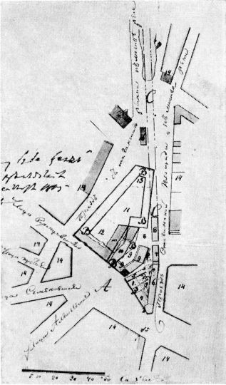 Таганская площадь в 1805 г. 
Таганская площадь в 1805 г. Чертеж. (См. экспликацию в комментарии под № 24). 
