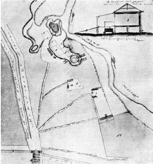 Частные бойни за Дорогомиловской заставой в 1806 г. 
Частные бойни за Дорогомиловской заставой в 1806 г. Чертеж. (См. Экспликацию в комментарии под № 27). 
