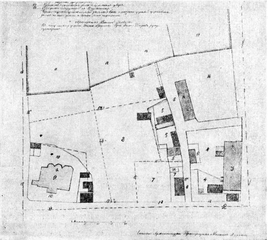 Угол Пречистенки (Волхонки) и Антипьевского переулка в 1769 г. 
