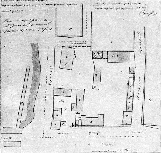 Никитская между Леонтьевским переулком и стеной Белого города в 1776 г.
