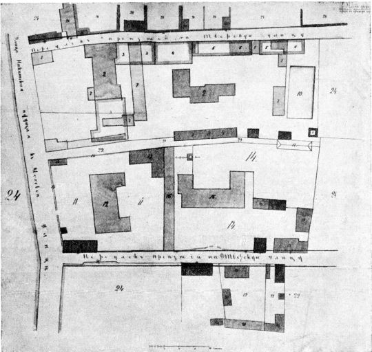 Никитская улица между Брюсовым переулком и Газетным переулком в 1777 г. 
