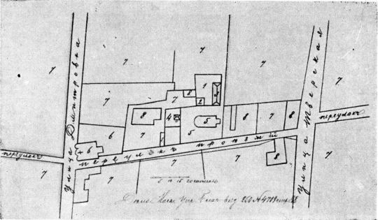 Столешников переулок между Дмитровкой и Тверской улицами в 1773 г. 
