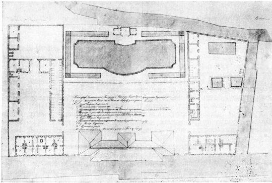 Мясницкая улица. Двор барона Строганова (современный № 24) в 1774 г. План.
