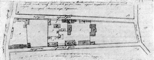 Между современными Большим и Малым Вузовскими переулками в 1776 г.
