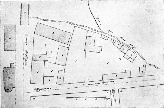 Местность современной площади Ногина в 1780 г. 
