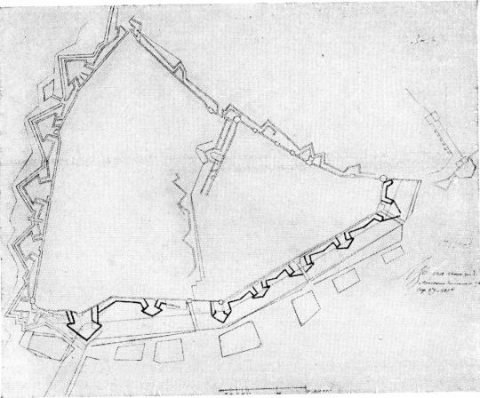 Земляные бастионы Петра I вокруг Кремля и Китай-города в 1781 г.
