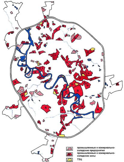 Степень экологического загрязнения в отдельных административных округах Москвы
Административные округа на карте окрашены в пять цветов в соответствии со степенью экологического воздействия, от "незначительного" до "очень высокого".
