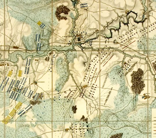План Бородинского поля
Расположение войск при селе Бородине 24 и 26 августа 1812 г. 

