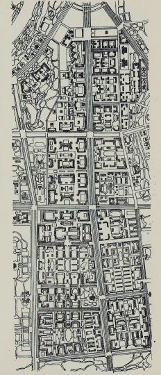 Схема планировки Юго-западного района Москвы
Арх. Б. Мезенцев, Г. Чалтыкин и др.
