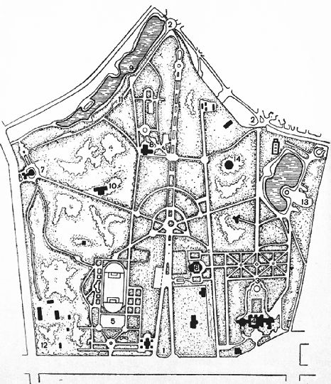Планировка Парка культуры и отдыха имени Ф. Дзержинского с усадьбой дворца-музея Останкино
