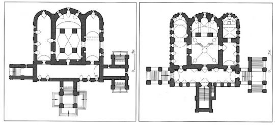 Троицы Живоначальной церковь в Останкино. Планы подклета и второго этажа
