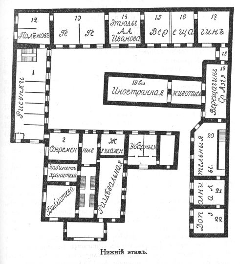 Третьяковская галерея. План нижнего этажа
