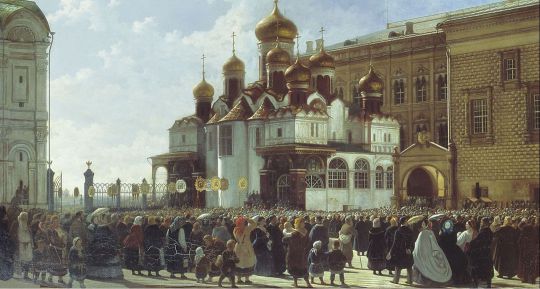 Крестный ход у Благовещенского собора в Московском Кремле
Карл-Фридрих Петрович Бодри (1812–1894). Крестный ход у Благовещенского собора в Московском Кремле. 1860 г.
Ключевые слова: Бодри,Кремль,Благовещенский собор