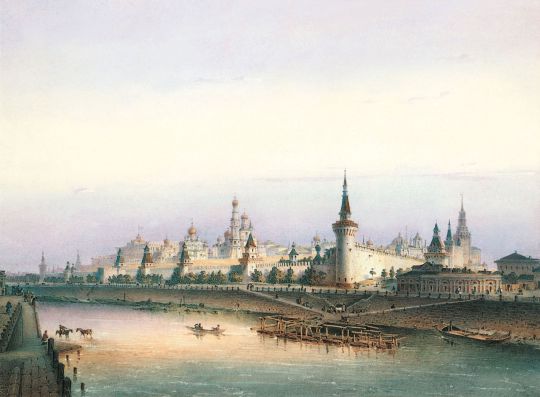 Вид Кремля с с Замоскворецкой набережной
Вид Москворецкого моста. Художник Йозеф Андреас Вейс - Josef Andreas Weiß (1814–1887)
Ключевые слова: Вейс