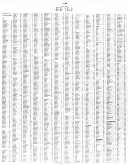 Указатель к американской карте Central Moscow 1980 года
Указатель размещен на обратной стороне карты. Код карты - 051980
