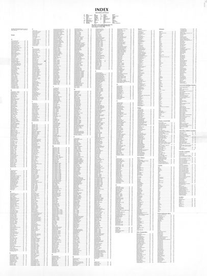 Указатель объектов к американской карте центра Москвы 1986 года
Указатель размещен на обратной стороне карты. Код карты - 0519861
